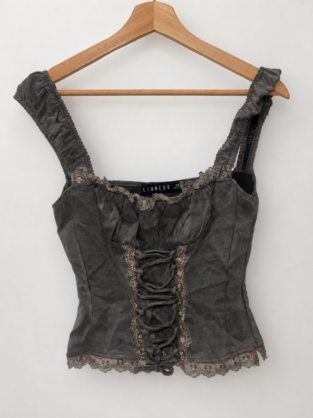 Lioness Palmer Grey Lace-Up Corset Top – XS